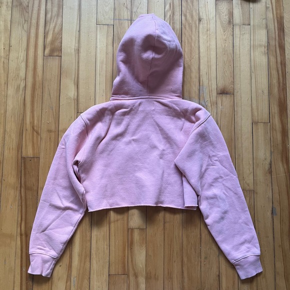 Tna Pink Cropped Hoodie Raw Hem Sweatshirt Size Small - Picture 2 of 7